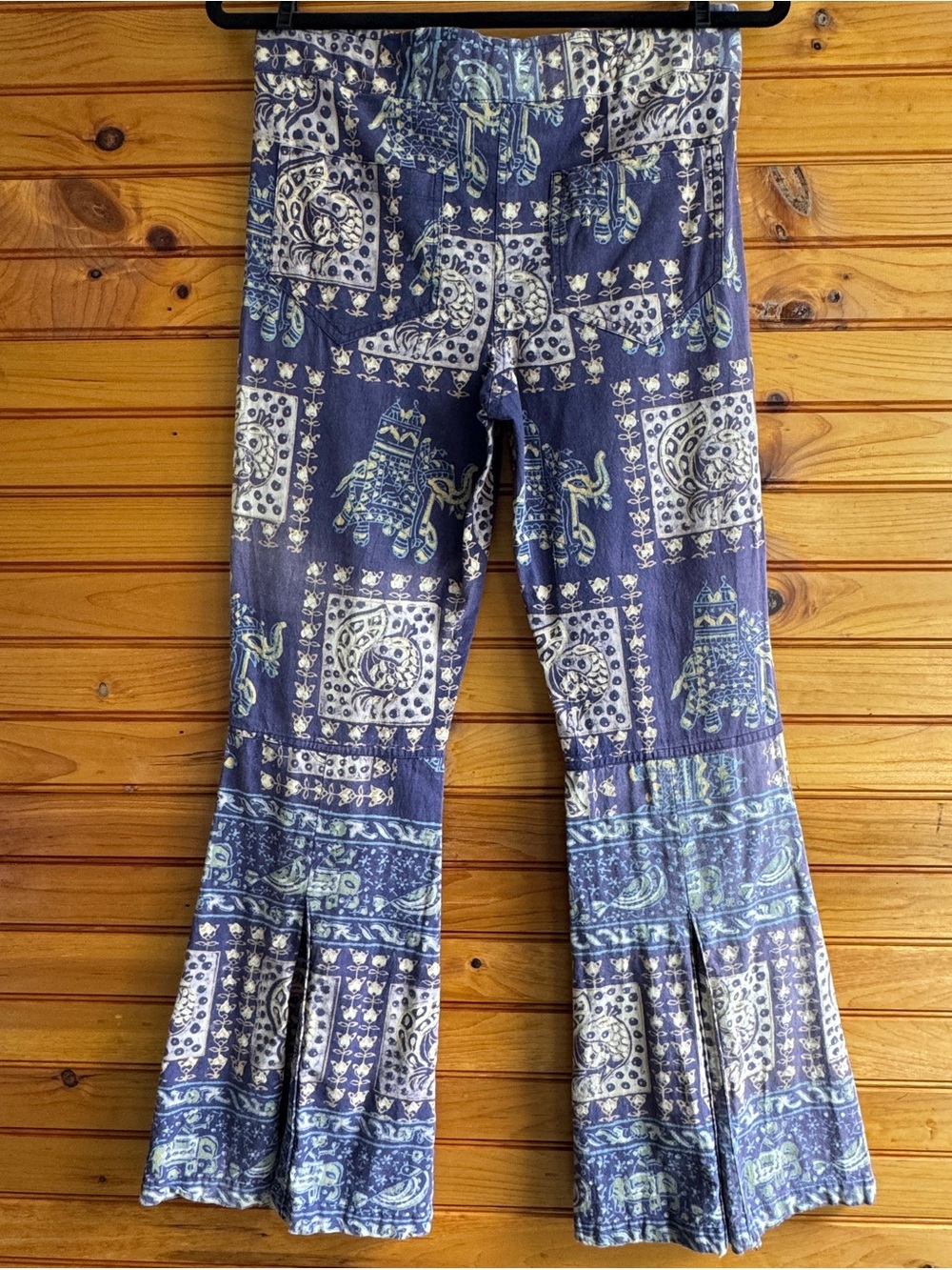 Gypsy Elephant Paisley Bell Bottom Festival Hippie Pants M Boho - Picture 3 of 14